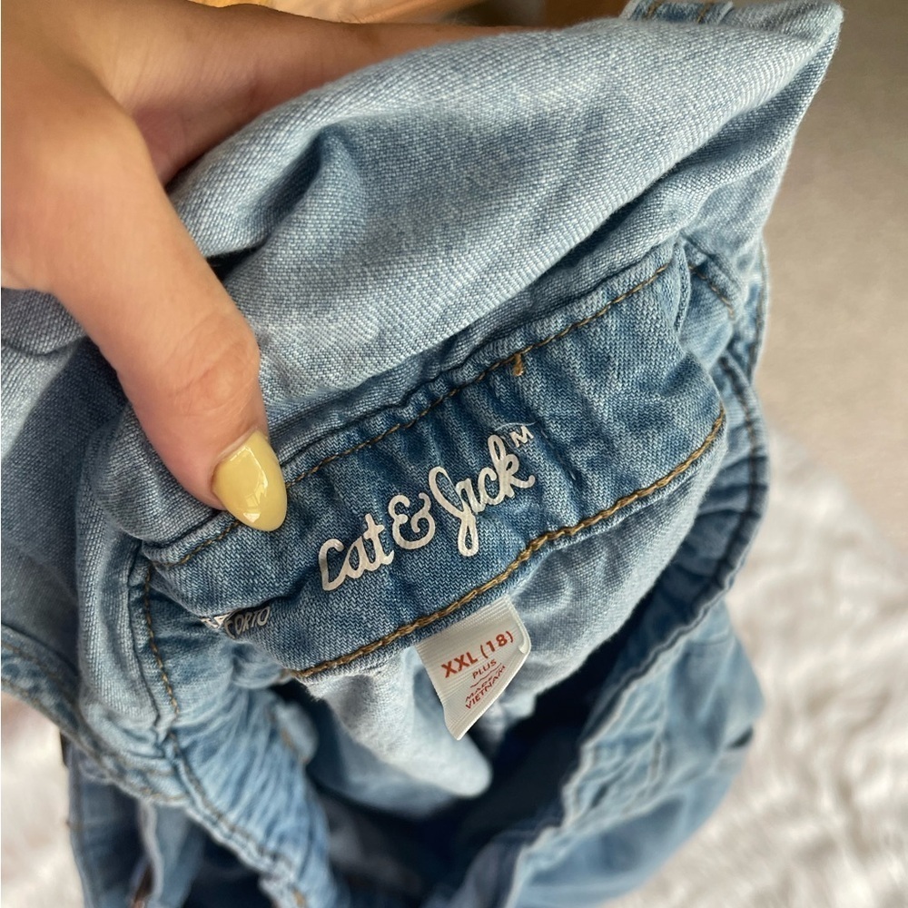 Cat & Jack Denim Overall Romper Youth XXL - Picture 5 of 6